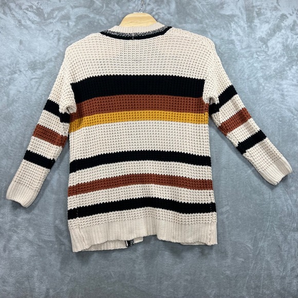 Hem‎ & Thread Sweater Striped Cardigan Open Front Knit Boho Women's Large Comfy - Picture 3 of 11
